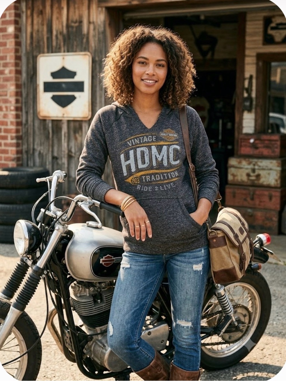 Harley-Davidson Charcoal Gray Vintage HDMC Pullover Hoodie